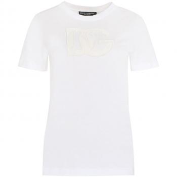 Dolce & Gabbana Women's Cotton Crew-Neck T-Shirt in White | Size 44 | F8M68ZGDB9O Color W0800