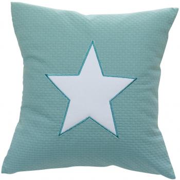 Alondra Mare 181 - Cojín infantil con decoración cuadrado con estrella, color blanco / verde agua