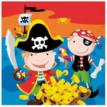 Eurocarnavales 12 Servilletas de Piratas de 33x33 cm