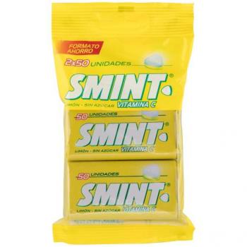 Caramelos - Smint Twinpack, Sabor Limón, Sin gluten, azúcar, Vitamina C, 2x50 unidades, 70g