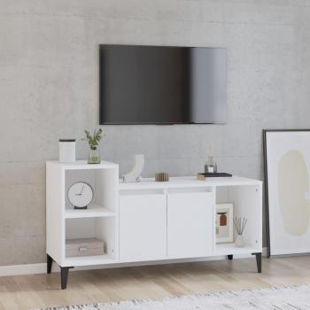Mueble para TV de madera contrachapada 100x35x55 cm, color blanco, Mueble de salón, Mesa de TV