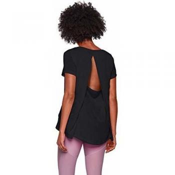 Under Armour UA Whisperlight SS Foldover Camiseta, Mujer, Negro