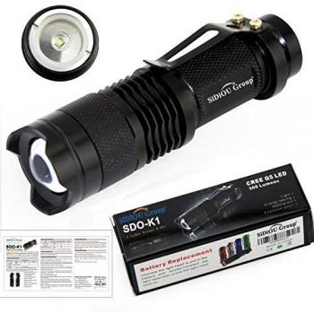 Sidiou Group 7w 300lm Mini Cree llevó linterna antorcha foco ajustable zoom lámpara de luz