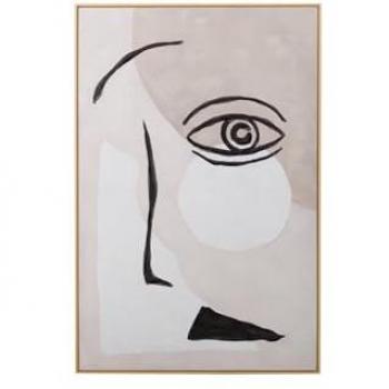 Cuadro de Lienzo Beige con Marco Negro 80x4x120 cm