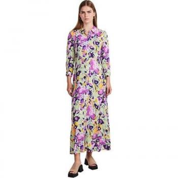 Yas Vestido Largo Manga Larga Savanna - Vestido largo de mujer camisero, con manga larga, diseño elegante y moderno, tejido ligero y cómodo, ideal para ocasiones especiales o uso diario