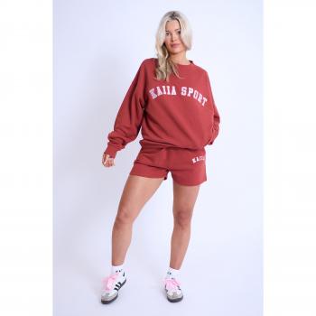 Kaiia Sweat Shorts Rust & Pink