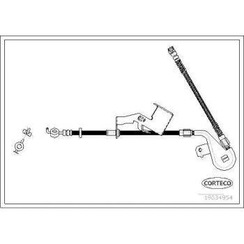 Latiguillo de freno CORTECO 19034954 - manguera flexible para el sistema de frenos, fabricada en material resistente a la presión y a la corrosión, con conexiones roscadas para un fácil montaje, compatible