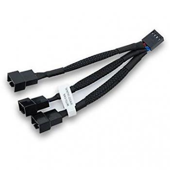 EK Water Blocks Black Sleeved Y-Splitter 3-Fan PWM Cable, 10cm