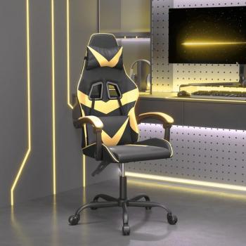 Silla gaming negra y dorada de cuero sintético