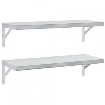 Estantes de pared 2 uds acero inoxidable plateado 75x30 cm