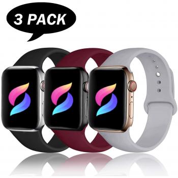 DCMEKA Correa Compatible con Apple Watch 38mm 42mm 40mm 44mm, Correa de Repuesto de Silicona Suave para Apple Watch Series 5/4/3/2/1, S/M, M/L