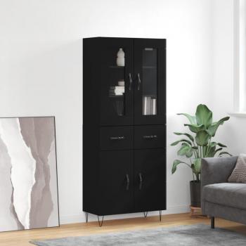 Aparador alto de madera contrachapada negro 69,5x34x180 cm vidaXL