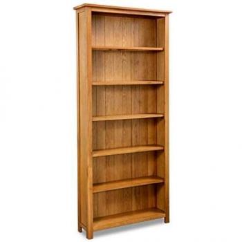 VidaXL 6-Tier Bookcase 80x22.5x180 cm Solid Oak Wood