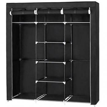 SONGMICS Armario Closet organizador Textil Plegable Color Negro 175 x 150 x 45 cm RYG12B