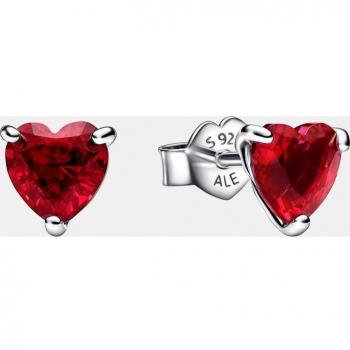 Pendientes Pandora Timeless de plata y circonitas en rojo
