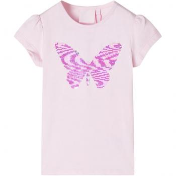 Camiseta infantil de manga casquillo rosa suave 92