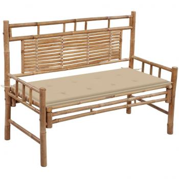 Bamboo Garden Bench with Cushion 120 cm