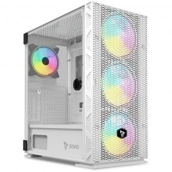 Savio Raptor White X1 ARGB Glass/Mesh White Computer Case Midi Tower Blanco