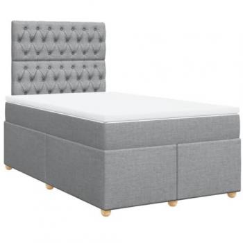 Cama box spring con colchón tela gris claro 120x200 cm
