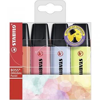 Marcador STABILO BOSS ORIGINAL pastel - Estuche con 4 colores pastel