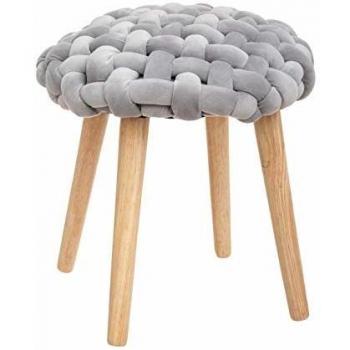 Taburete Tejido Tricotado Gris Atmosphera - Cómodo para Sentarse, diseño moderno, estructura resistente, ideal para decoración de interiores