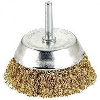 ALYCO 197642 197642-Cepillo Taza Ondulado 75 mm con vastago para Taladro