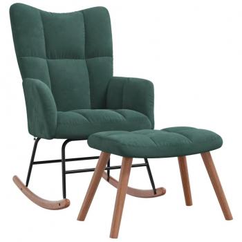 Sillón Ripple con reposapiés de terciopelo verde oscuro