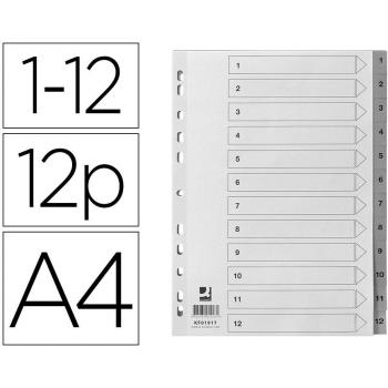 Juego de 12 separadores numéricos Q-Connect para archivador DIN A4 con multitaladro