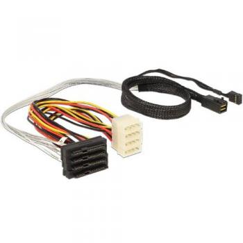 Delock Cable Mini SAS HD SFF 8643 x4 macho > 4 x SAS 29 pines SFF 8482 hembra 0,5 m