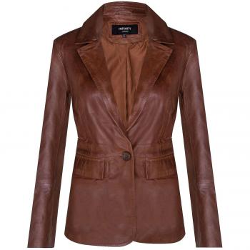 Infinity Leather Women's Tan Soft Blazer Jacket 5XL
