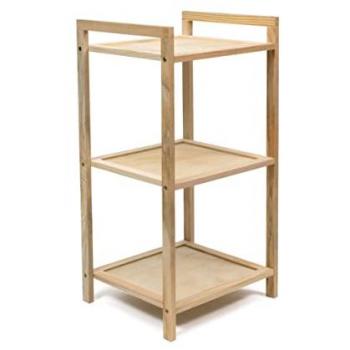 Estantería de Madera Natural - Estantería de Pie con 3 Baldas para Almacenaje y Decoración en Salón, Dormitorio y Despacho (Alto 70 cm x Largo 35 cm)