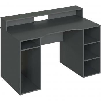 Escritorio Dlucum - Mesa de estudio moderna de Gaming con baldas, 136x67h88 cm, Antracita