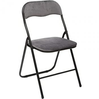 Silla Plegable de Terciopelo Gris