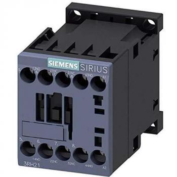 Contactor auxiliar Siemens SIRIUS 3RH2131-1AP00, tipo contenedor, 4 polos, 3NO + 1NC, capacidad de corriente de 10 A, bobina de alimentación a 230 Vac