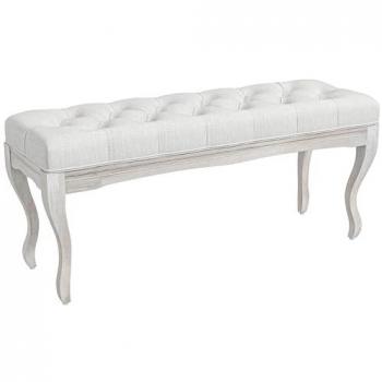 HOMCOM Taburete Pie de Cama Banco para Pie de Cama con Pies de Madera y Asiento Acolchado, Capacidad de Carga 120 kg, Dimensiones 110x37x49 cm, Color Cre