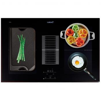 Cata AS750/B Placa de Inducción con Extractor Integrado E-TECH2, Flex Inducción, 4 Zonas, 77cm, Color Negro
