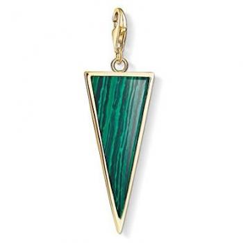Thomas Sabo Women's 925 Sterling Silver Charm Green Triangle Club Yellow Gold Plating Pendant Y0023-140-6