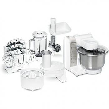 Bosch MUM4880 Robot de cocina con accesorios, 600 W, capacidad de 3.9 litros, color blanco y acero
