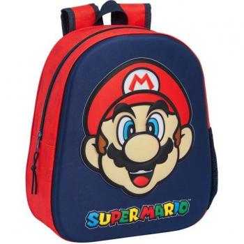 Mochila infantil 3D Super Mario Safta, dimensiones 10x27x33 cm, diseño tridimensional