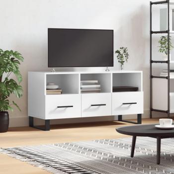 Soporte de TV pulido blanco 102x36x50 cm de madera multicapa