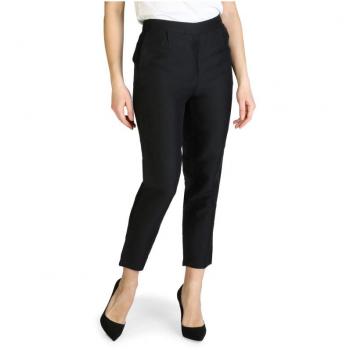 Armani Exchange Black Cropped Trousers with Elastic Waistband for Women