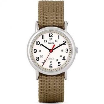 Timex Unisex Weekender Olive Nylon Strap Watch with Cream Dial