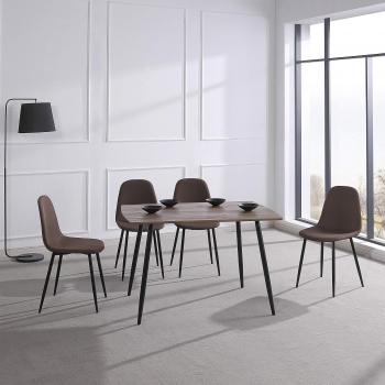 Adec - Suecia, Mesa de Comedor, Mesa Salon Fija Color Nogal y Negro, Medidas: 120 x 80 x 75 cm de Alto