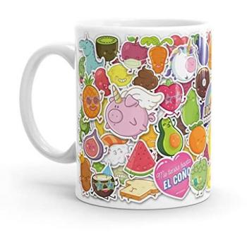 Taza Original Puterful con Stickers - Resistente al Microondas y Lavavajillas