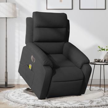 Silla de masaje eléctrica reclinable elevable en tela negra Vidaxl