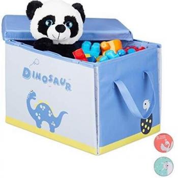 Caja de almacenamiento y tapete de juego Dino 41 cm poliéster azul