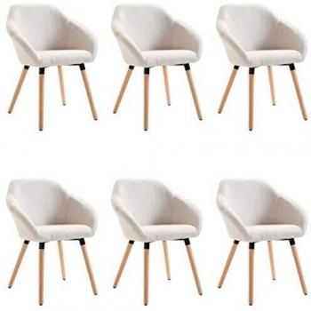 Cream Fabric Dining Chairs Set of 6