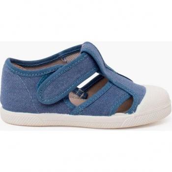 Sandalias cerradas de bebés de lona eco con puntera de goma