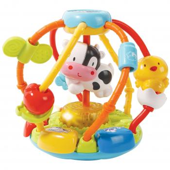 VTech-80-502922 Cuentas muuusicales, sonajero Bola interactiva bebé con más de 45 melodías, Voces y Canciones, desarrolla Vocabulario y motricidad Fina,