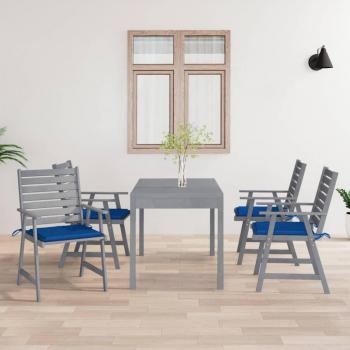 Sillas de comedor al aire libre con almohadas 4 piezas de acacia de madera maciza